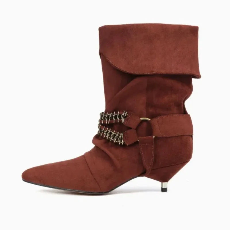 Women's Retro Pointed Toe Kitten Heel Ankle Boots | Suede Women's Ankle Boots Axl