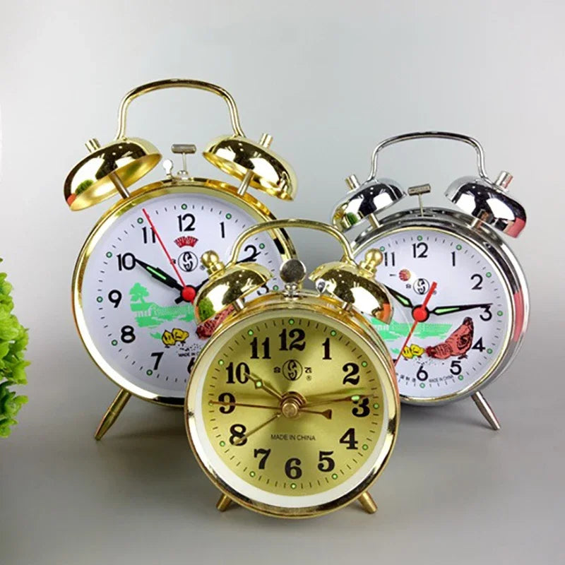 Vintage Mechanical Bell Alarm Clock – Retro Metal Bedside Clock Alarm Clock Axl