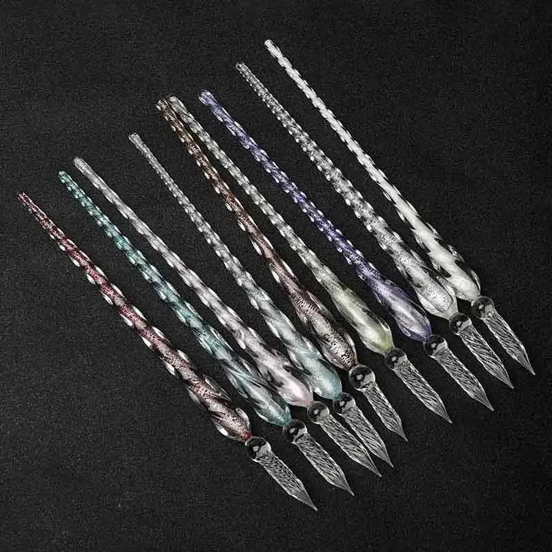 Crystal Glass Dip Pen Set with Ink & Gift Box | Calligraphy Glass Dip Pen Set Axl