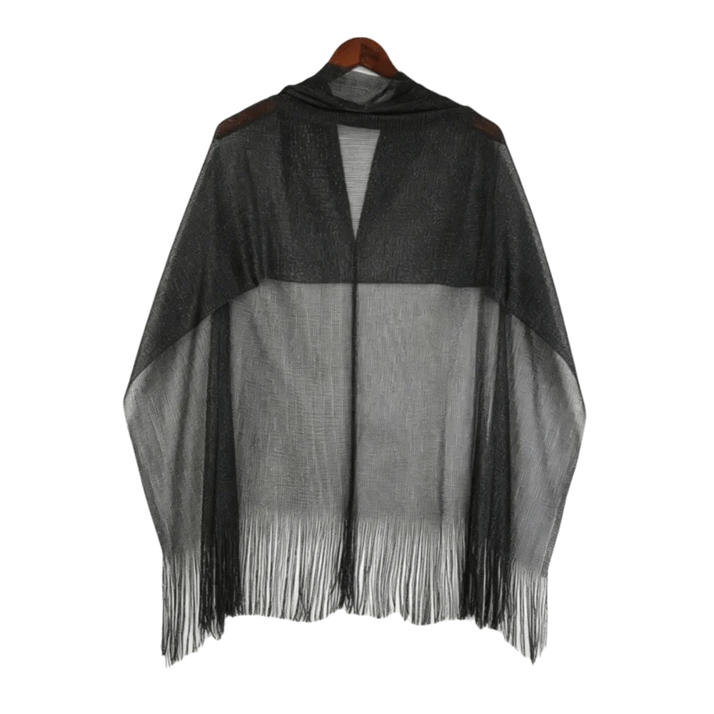 Sheer Beach Cover-Up Top – Lightweight Draped Gauze Swimwear Beach Cover-Up Axl Black One Size