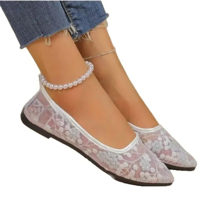 Women's Breathable Mesh Ballet Flats – Slip-On Pointed Toe Ballet Flat Shoes Axl