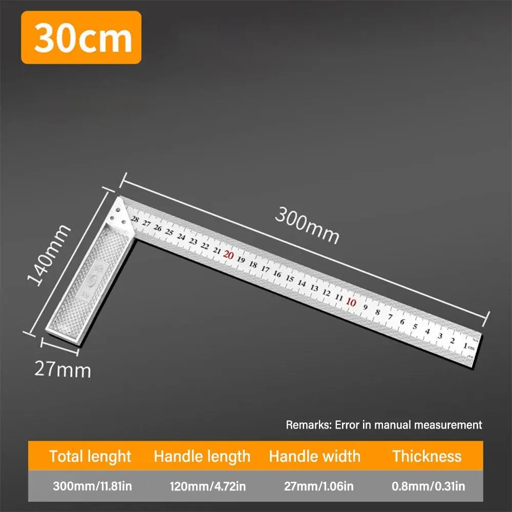 Stainless Steel 90° Angle Square Ruler – Woodworking Gauge 30/50CM Woodworking Square Ruler Axl 01-30CM