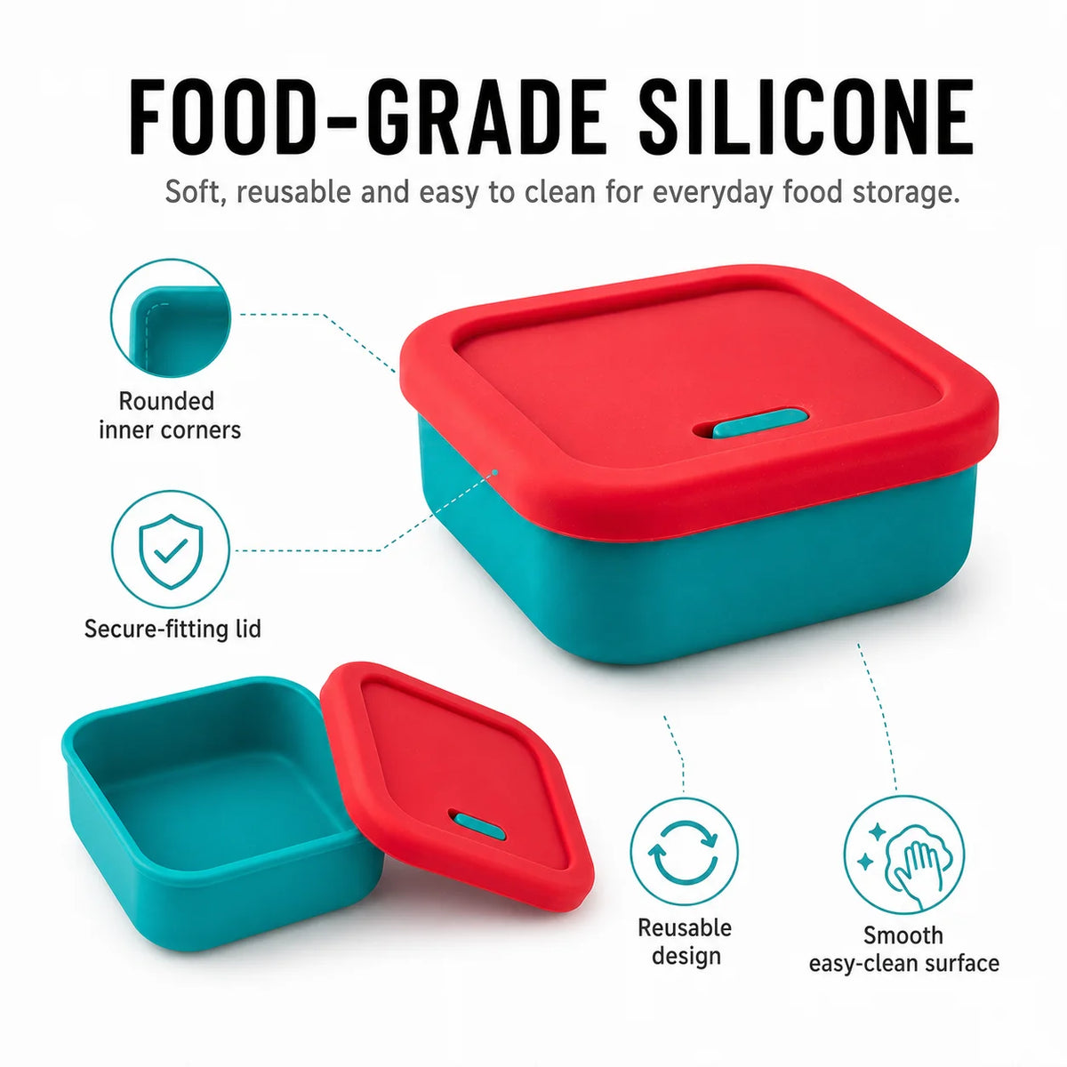 Uwhise 300ml Silicone Bento Box | Microwave Safe Lunch Box Silicone Lunch Box Axl