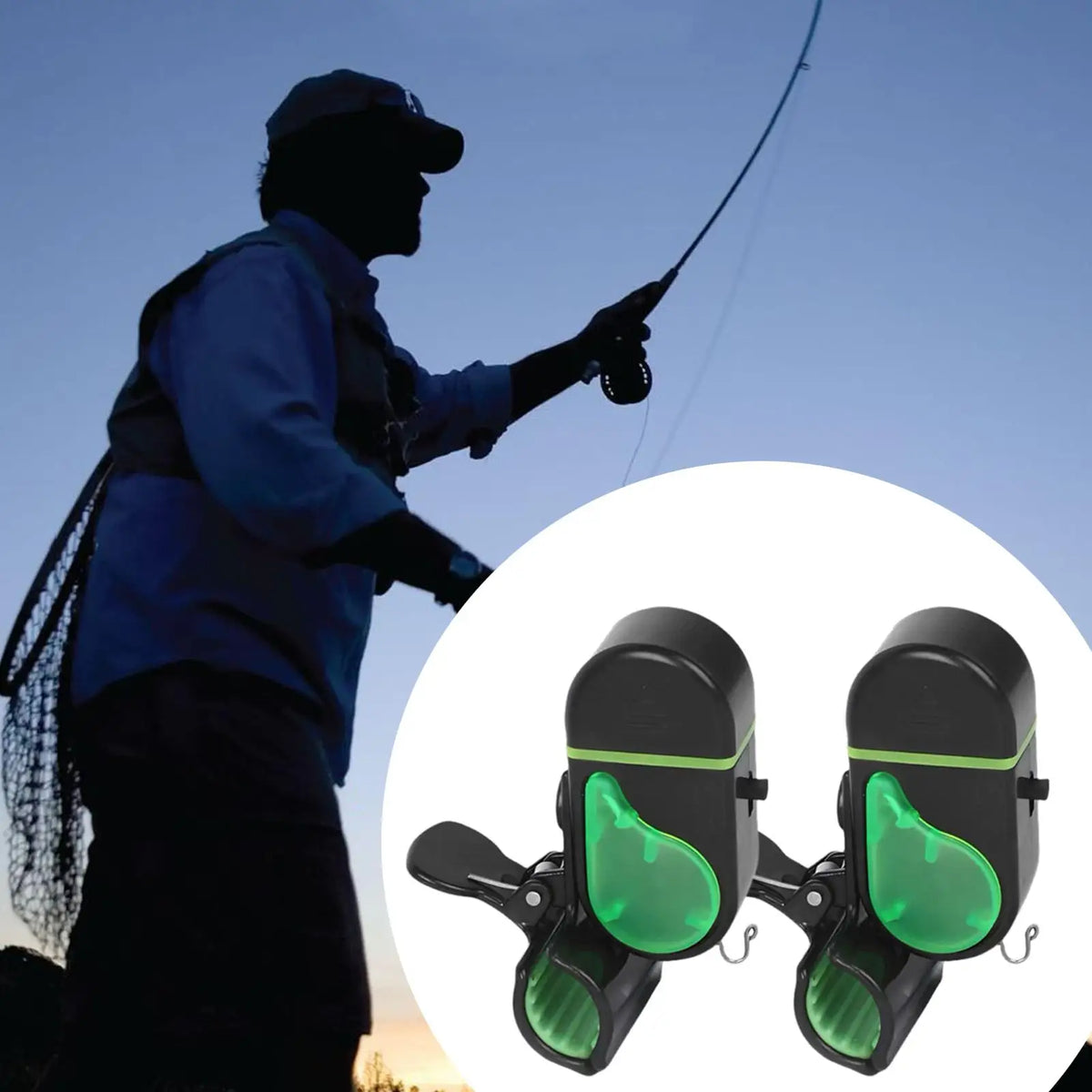LED Fishing Bite Alarm Bells with Light – 2 Pack for All Rods Fishing Bite Alarm Axl