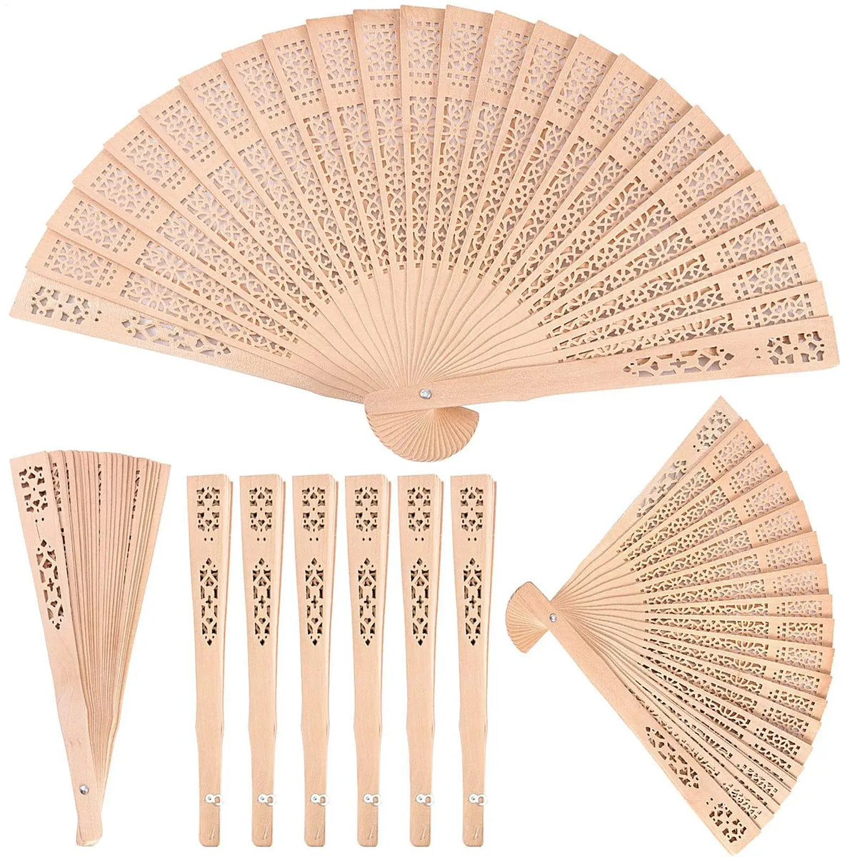 Sandalwood Folding Hand Fan – Vintage Chinese Wooden Fan Folding Hand Fan Axl