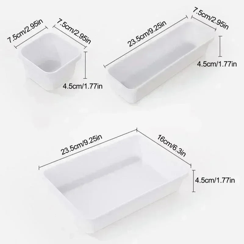8-Piece Plastic Drawer Organizer Set | Desk & Office Storage Drawer Organizer Set Axl