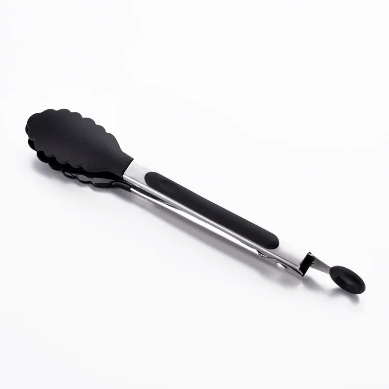 Stainless Steel Silicone Food Tongs – Heat-Resistant 2-Pack Kitchen Cooking Tongs Axl Black-632