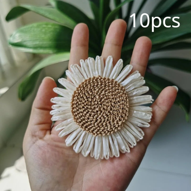 Sunflower Daisy PP Raffia Flower Heads – 10pcs DIY Craft Kit DIY Craft Flowers Axl 10pcs