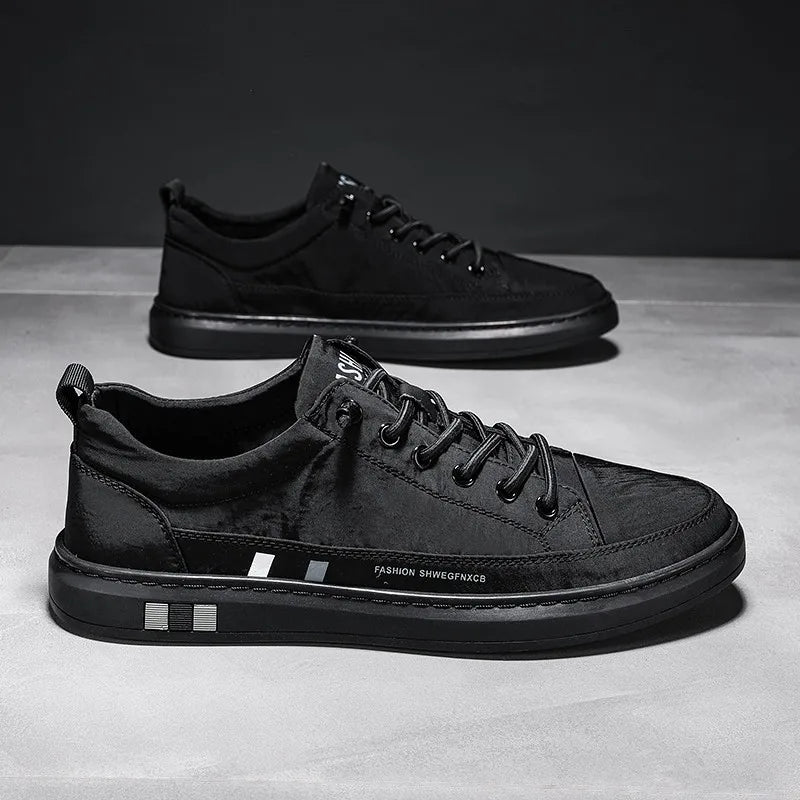 YBQJOO Men's Breathable Canvas Sneakers – Lace-Up Low Cut Men's Canvas Sneakers Axl black 40