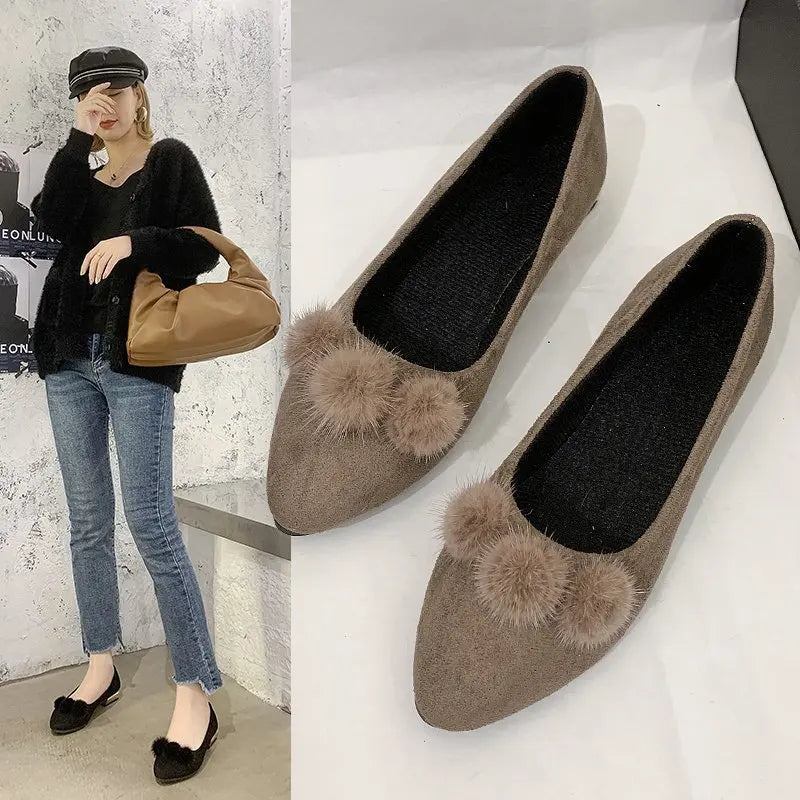 Women's Suede Mary Jane Flats – Slip-On Pointed Toe Loafers Women's Flat Loafers Axl