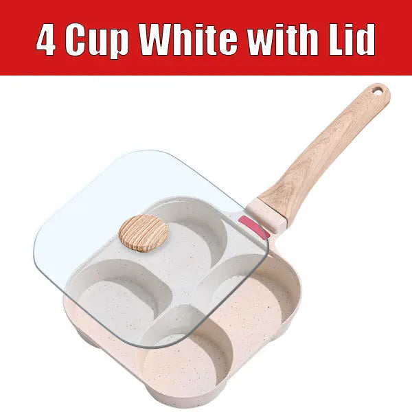 Nonstick 4-Cup Tamagoyaki Egg Pan – Gas & Induction Nonstick Egg Pan Axl 4 Cup White with Lid