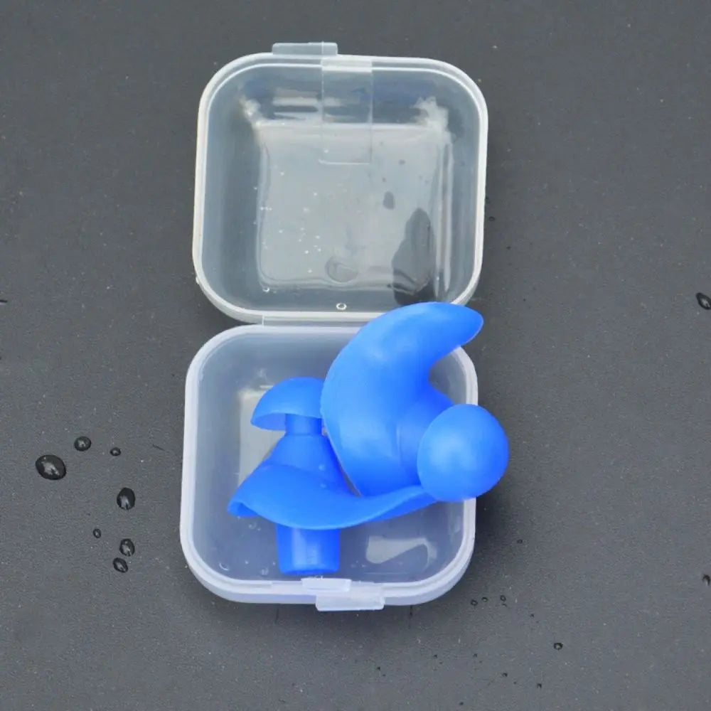 Silicone Swimming Earplugs – Waterproof Ear Plugs with Storage Box Swimming Earplugs Axl blue-with case