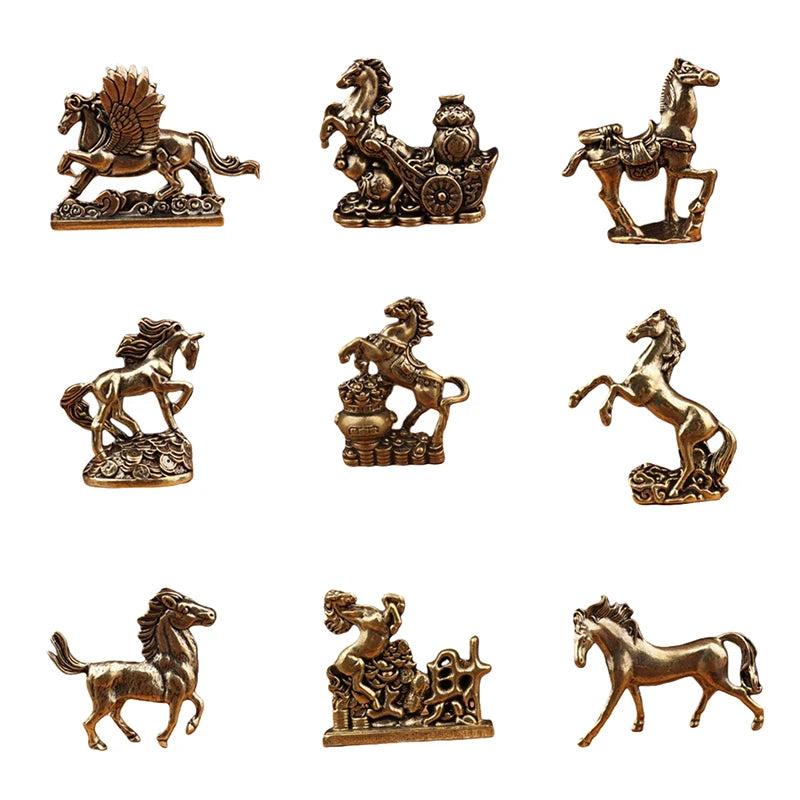 Brass Horse Figurine – 2026 Chinese Zodiac Feng Shui Lucky Statue Brass Figurine Axl