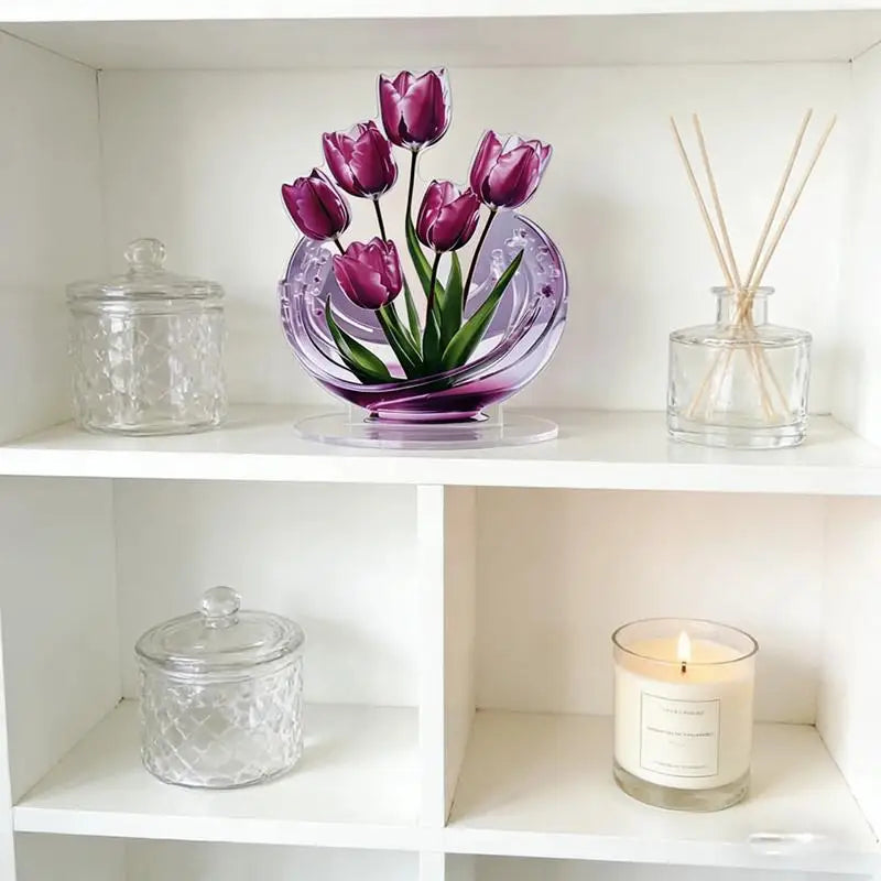2D Acrylic Lily Flower Table Ornament – Home & Office Decor Table Ornament Axl