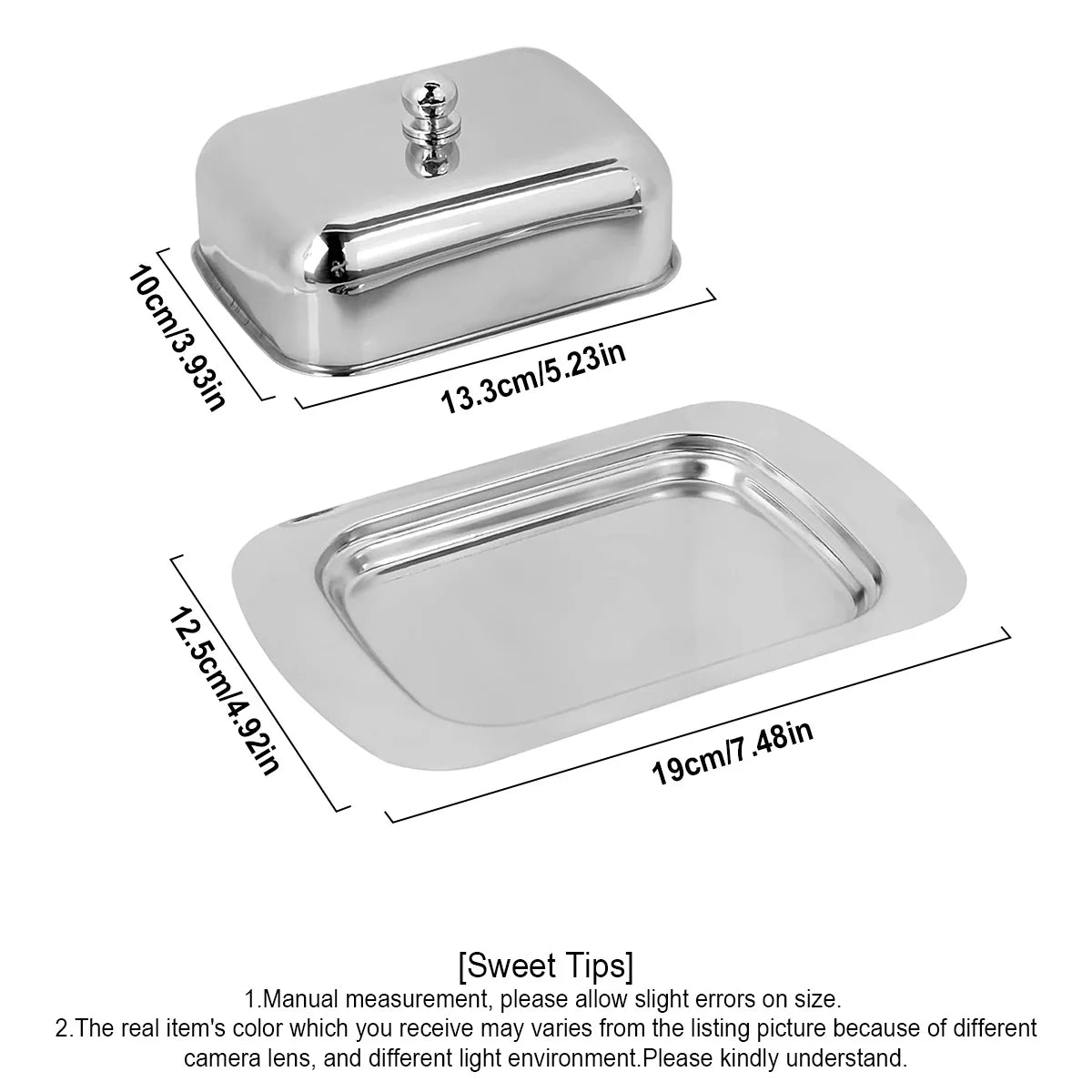 Stainless Steel Butter Dish with Lid & Handle | Cheese Container Butter Dish Axl