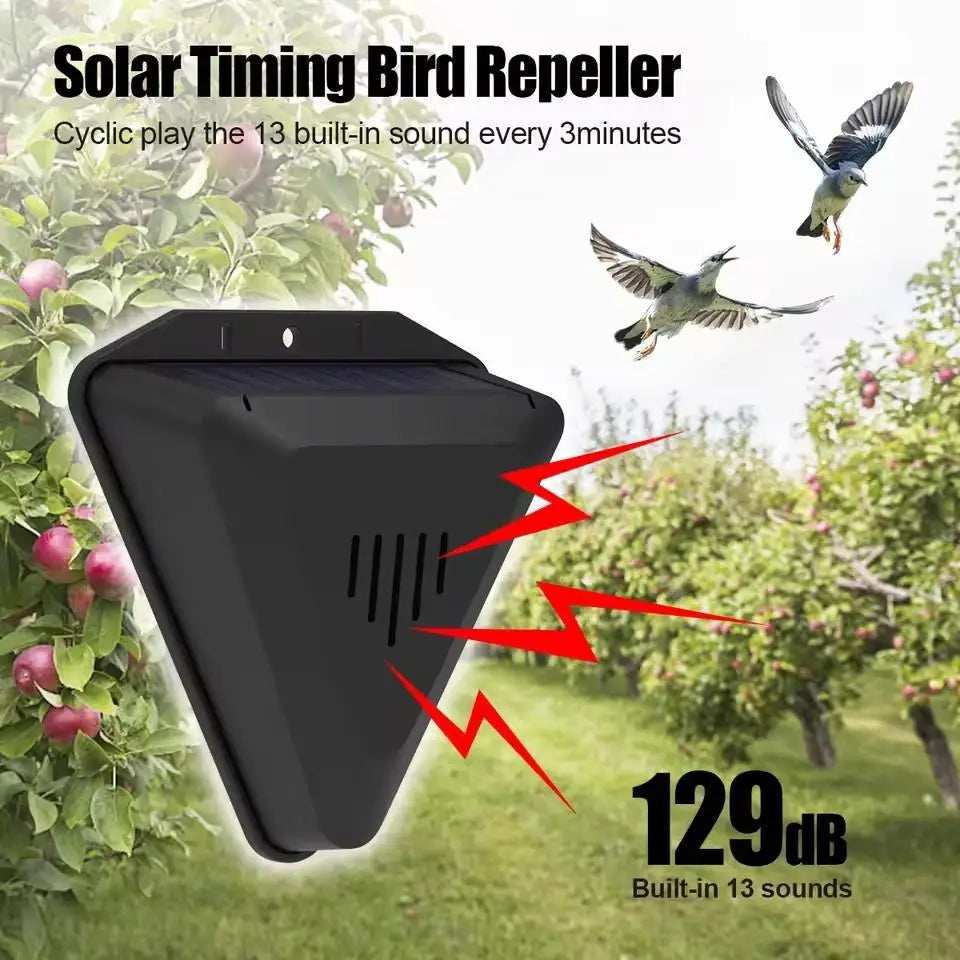 Solar Animal Repeller 129dB Waterproof Outdoor Bird & Pest Deterrent Solar Animal Repeller Axl
