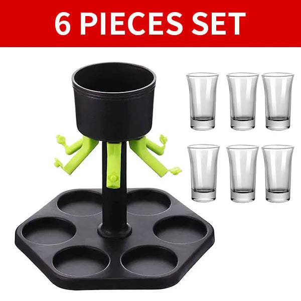 6-Way Shot Glass Dispenser with Holder | Party Bar Pourer Shot Glass Dispenser Axl 6 Pieces Set