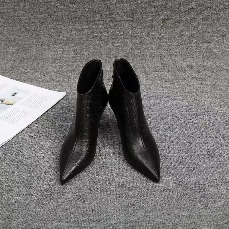 Women's Pointed Toe Ankle Boots | Low Cat Heel Slip-On Women's Ankle Boots Axl