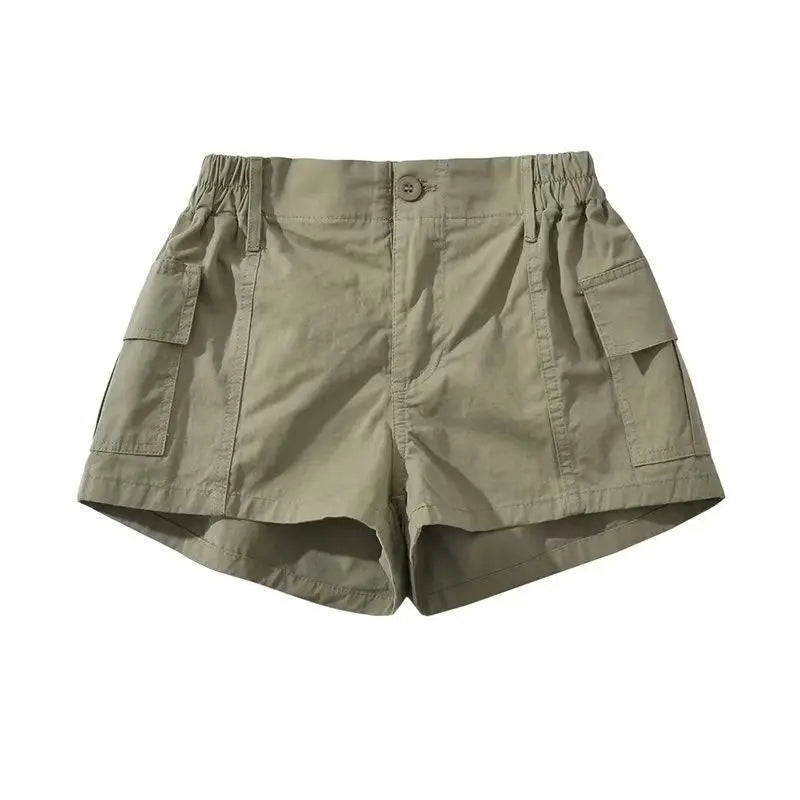 Women's Y2K Cargo Shorts – Low Waist Zipper Pockets Streetwear Women's Cargo Shorts Axl Green XL