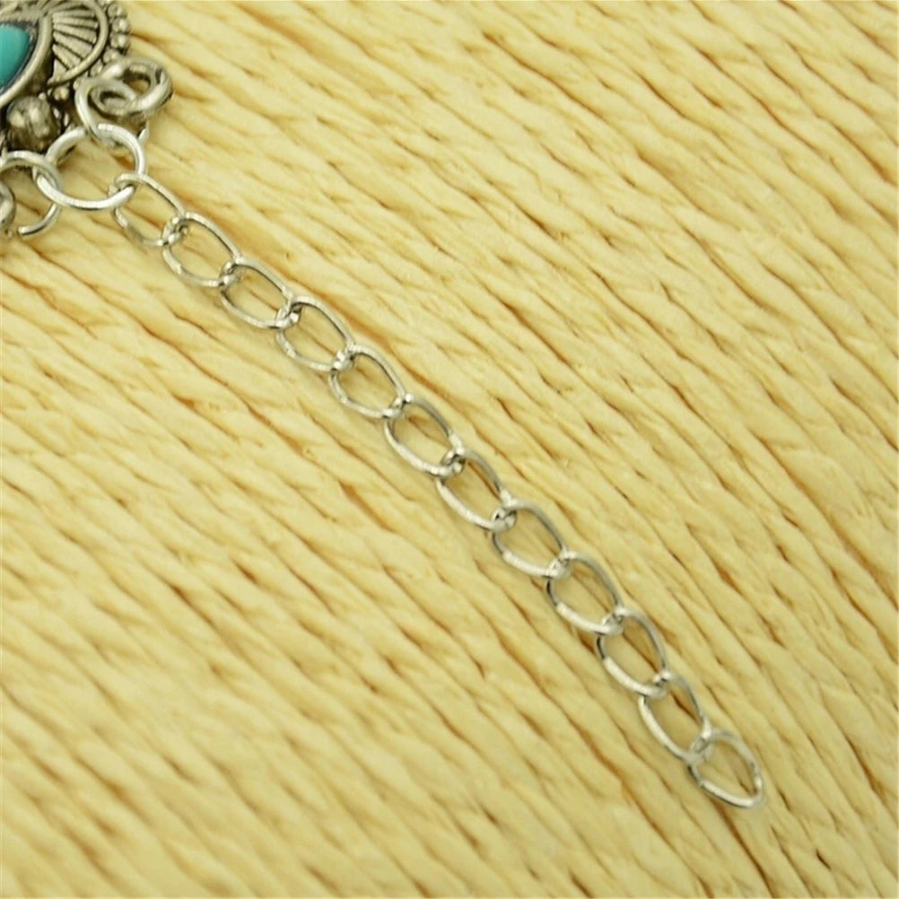 Bohemian Women's Silver Turquoise Bangle Charm Bracelet Charm Bangle Bracelet Axl