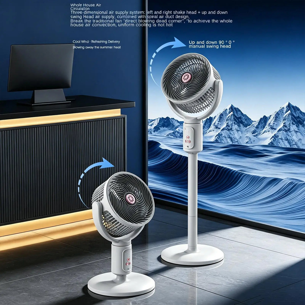 Rechargeable Oscillating Tower Fan | 5-Speed Adjustable Height Oscillating Tower Fan Axl