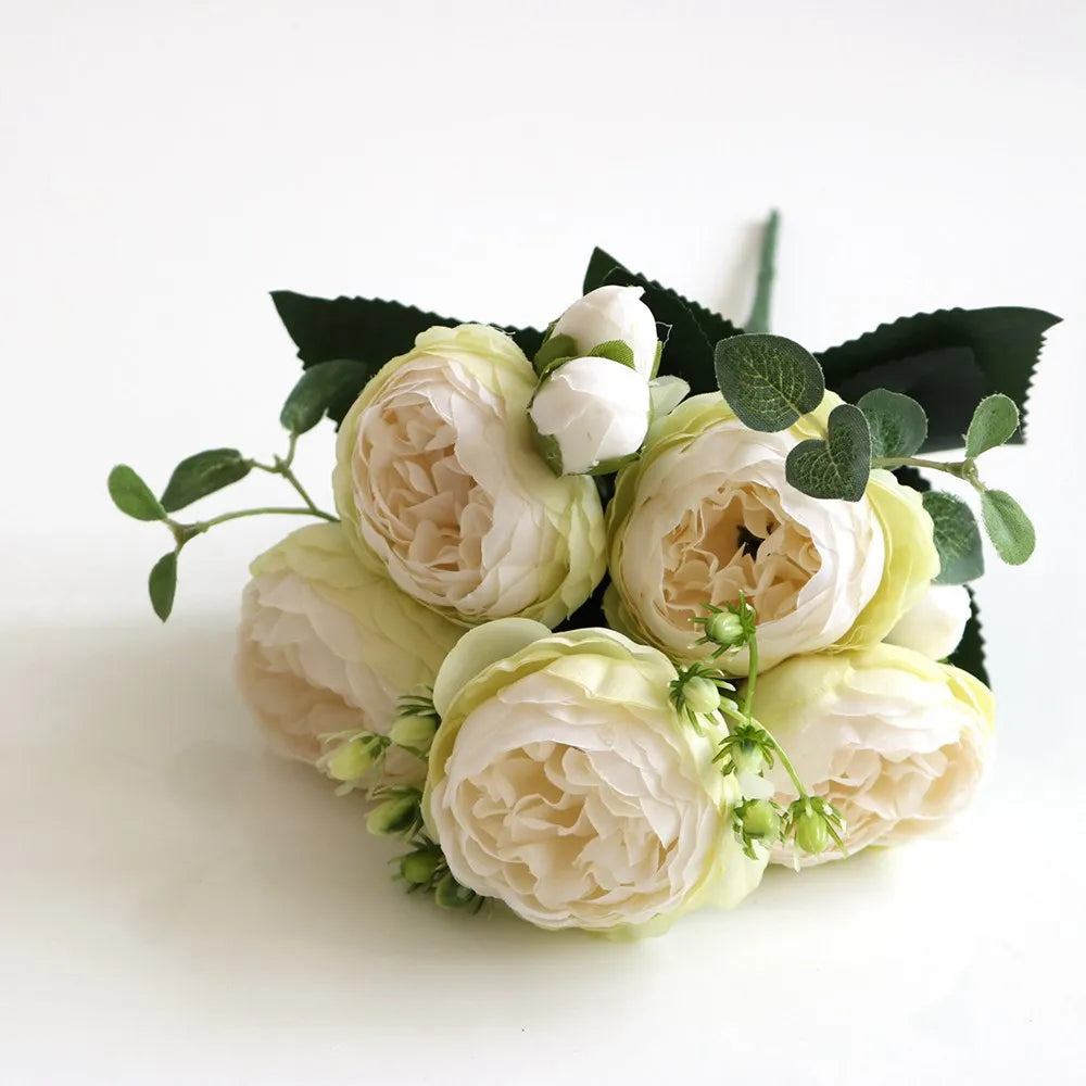 Silk Peony Artificial Flowers 30cm – Wedding & Home Décor Bouquet Artificial Flower Bouquet Axl Milky White 1pc