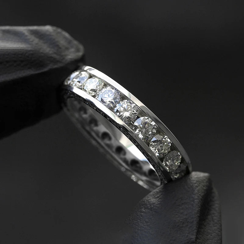 Huitan Round CZ Eternity Wedding Band Ring – Silver Tone Wedding Band Ring Axl