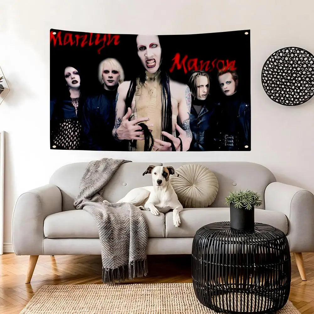 Marilyn Manson Flag – Wall Banner for Bedroom & Concert Decor Wall Art Banner Axl