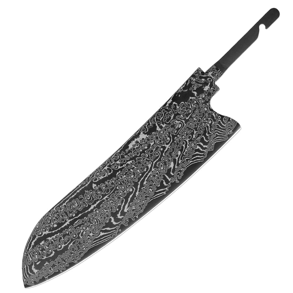 Damascus Steel Knife Blank Set 1–8 PCS | DIY Kitchen Blade Knife Blank Set Axl Santoku Knife 1