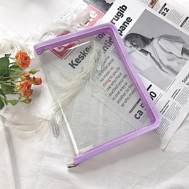 Glitter Transparent Zipper File Bag A4 A5 Stationery Organizer Zipper File Organizer Axl PE