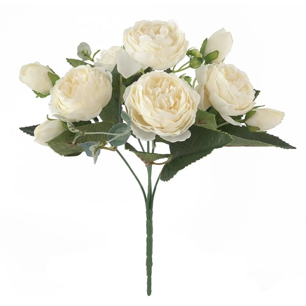 Silk Peony Artificial Flowers 30cm – Wedding & Home Décor Bouquet Artificial Flower Bouquet Axl WHITE 1pc