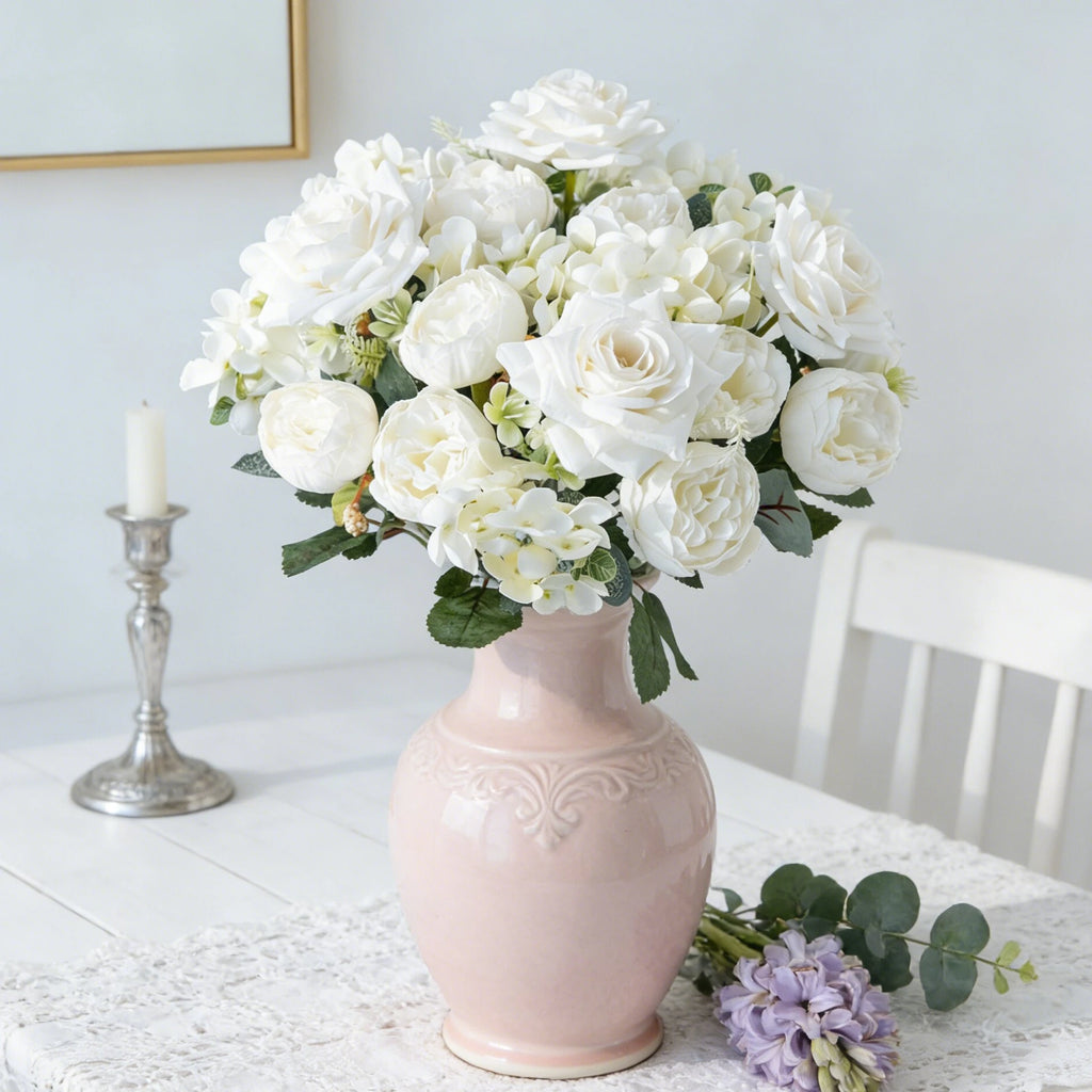 Silk Artificial Hydrangea & Rose Bouquet | Wedding & Home Decor Artificial Flower Bouquet Axl