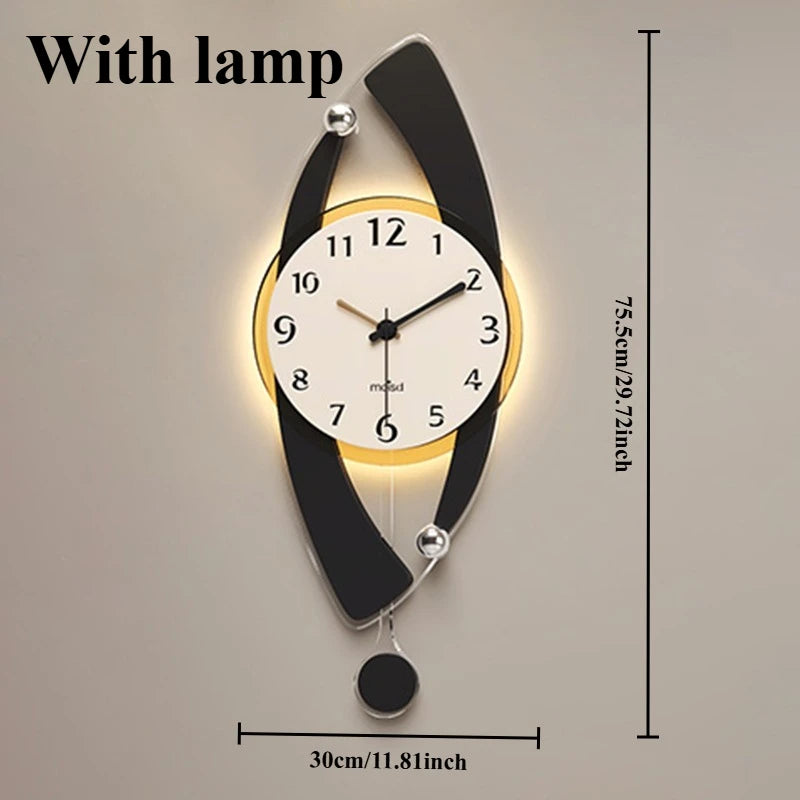 Nordic Minimalist Acrylic Wall Clock – Large Luminous Retro Wall Clock Axl Black Big