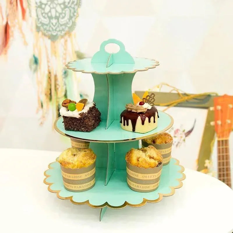 3-Layer Disposable Paper Cupcake & Dessert Stand for Parties Cupcake Dessert Stand Axl