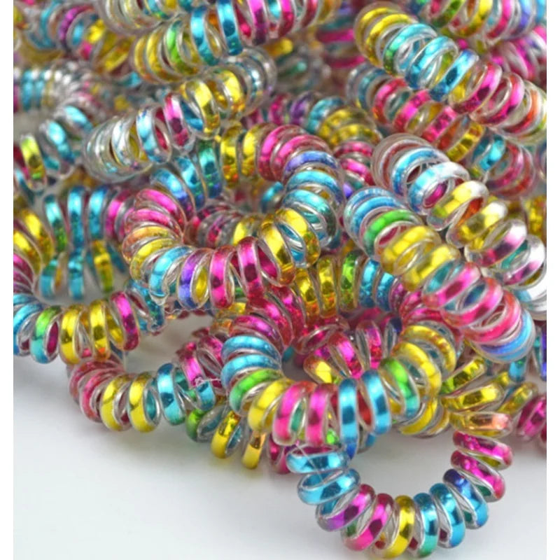 10-Pack Telephone Wire Elastic Hair Bands & Scrunchies 3.5cm Elastic Hair Bands Axl
