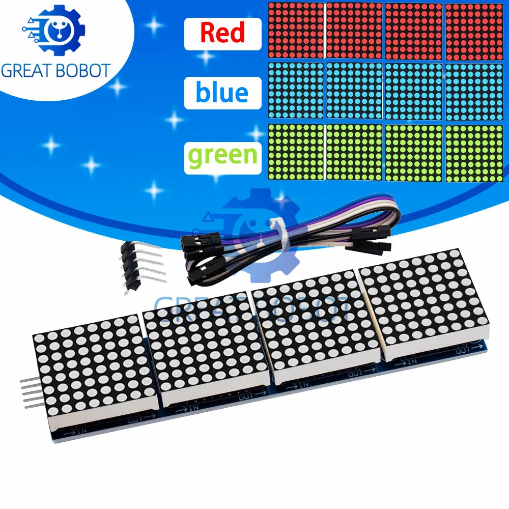 MAX7219 4-in-1 Dot Matrix Module for Arduino – 5P Cable LED Display Module Axl
