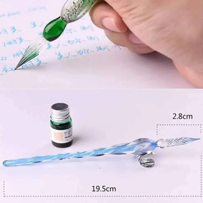 Crystal Glass Dip Pen Set with Ink & Gift Box | Calligraphy Glass Dip Pen Set Axl