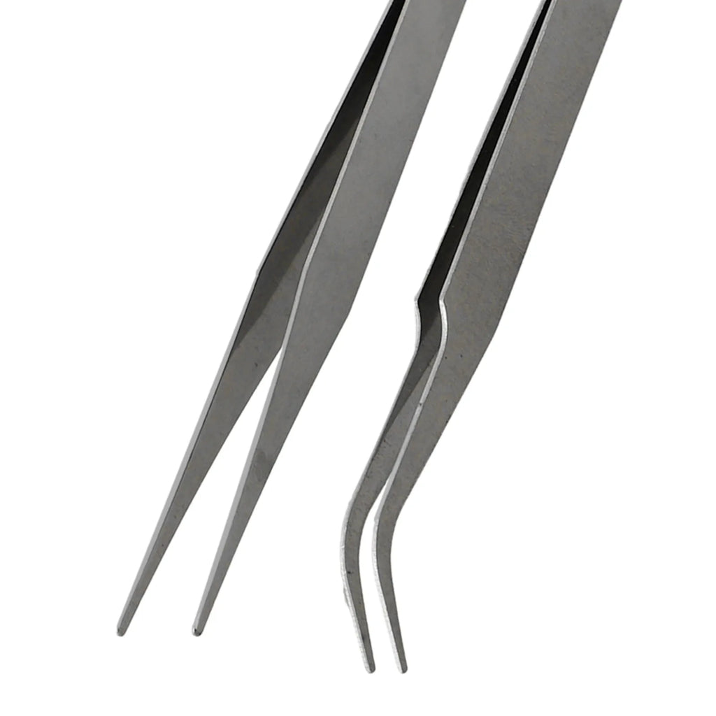 Precision Stainless Steel Tweezers Set – Straight & Curved Tips Precision Tweezers Set Axl