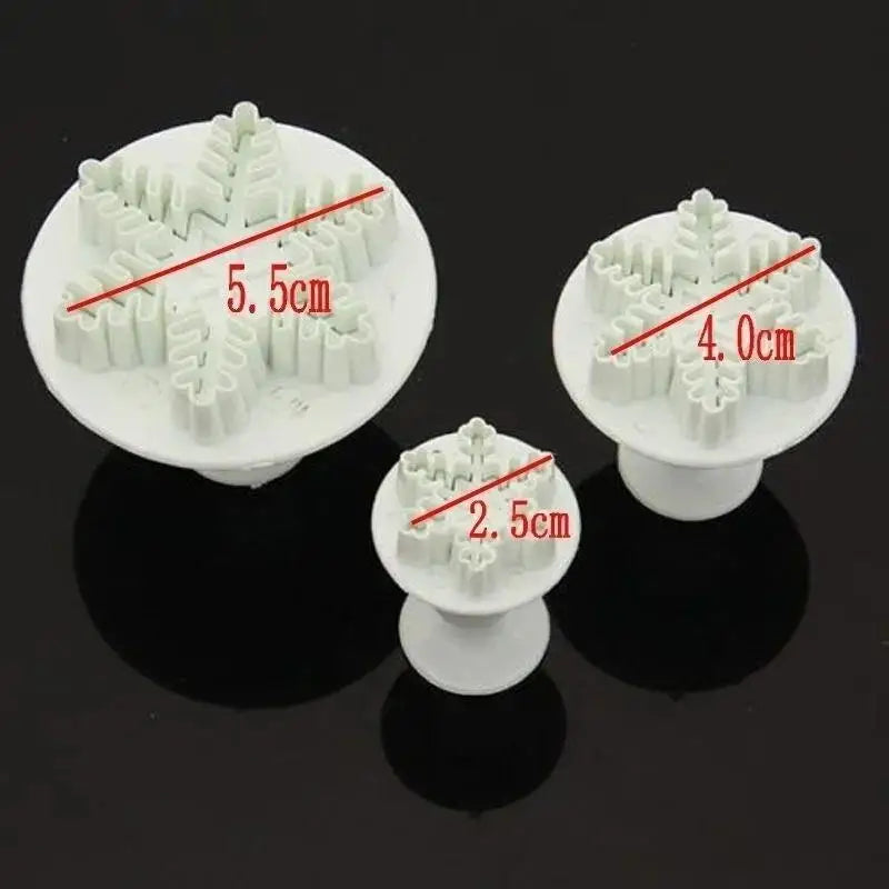 3-Piece Snowflake Fondant Plunger Cutter Set | Cake Decorating Fondant Plunger Cutter Axl