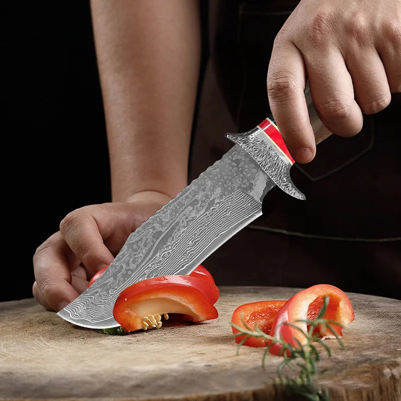 InLeung Damascus Steel Boning Knife – Hand Forged Wood Handle Damascus Kitchen Knife Axl