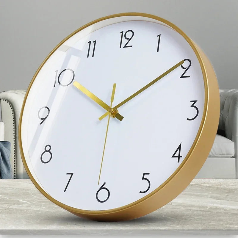 Nordic Silent Wall Clock – 12" Modern Metal Home Decor Silent Wall Clock Axl