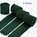 Dark Green Fringe Chiffon Ribbon – 2 Rolls for Crafts & Gifts Craft Ribbon Set Axl 2 Rolls 4cm