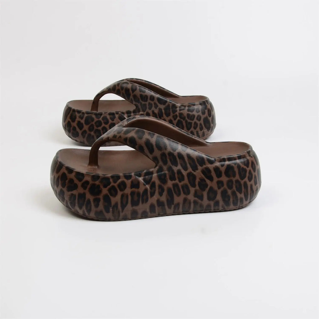 Women's Leopard Platform Slides – Chunky Sole Slippers | Lorilury Platform Slide Slippers Axl