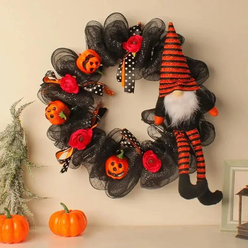 Halloween Long Leg Elder Doll Wreath – Spooky Door Decor Halloween Wreath Decor Axl