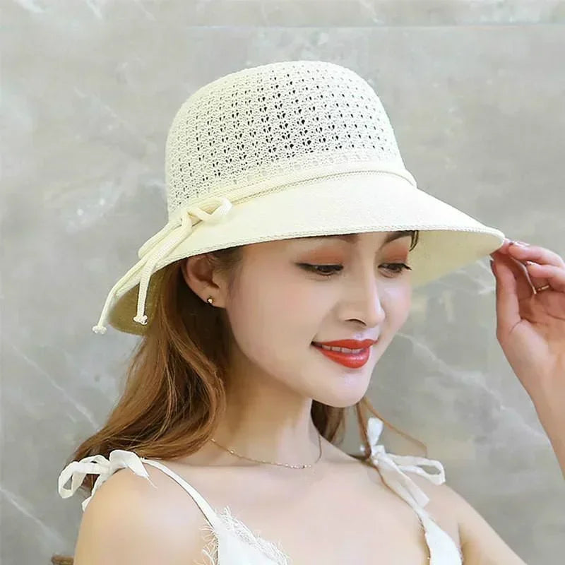 Women's Braided Beach Sun Hat – Wide 6cm Brim Visor Women's Sun Hat Axl