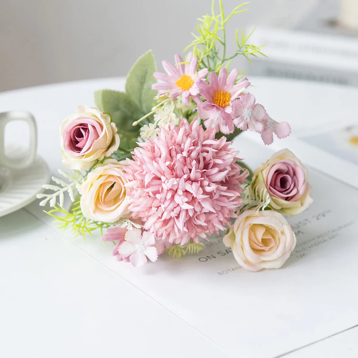 Silk Rose & Chrysanthemum Artificial Flower Bouquet | 2–4 Pcs Artificial Flower Bouquet Axl 2 4 pcs