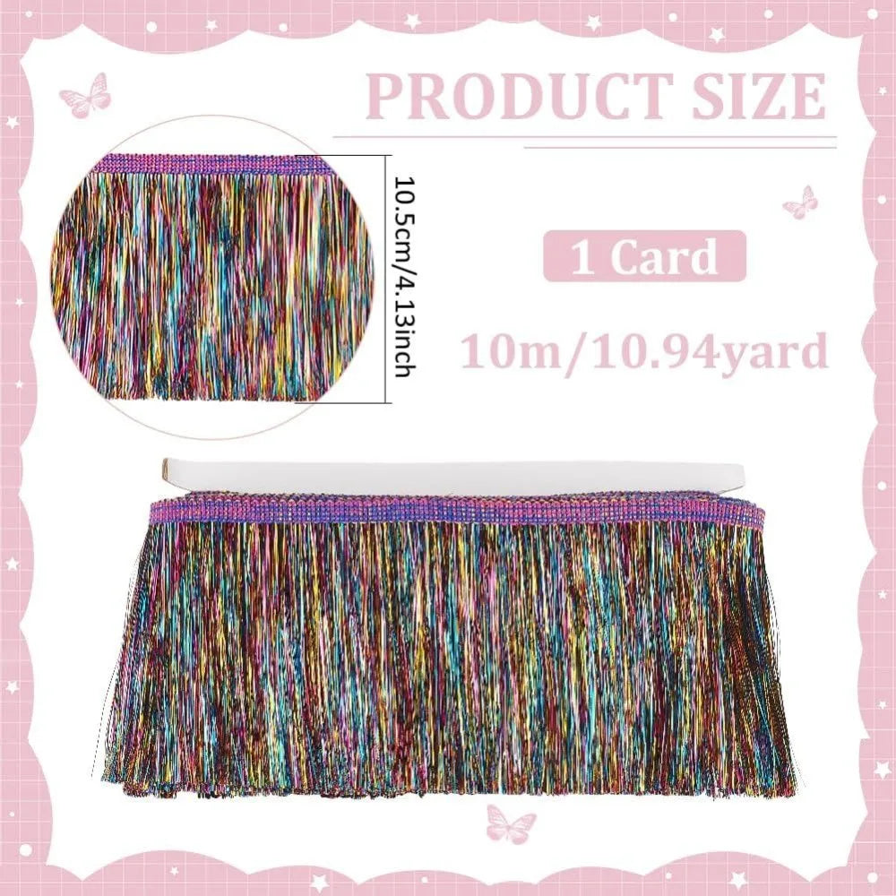 10.9 Yards Metallic Fringe Tassel Trim – 4-1/8" DIY Ribbon Craft Fringe Trim Axl