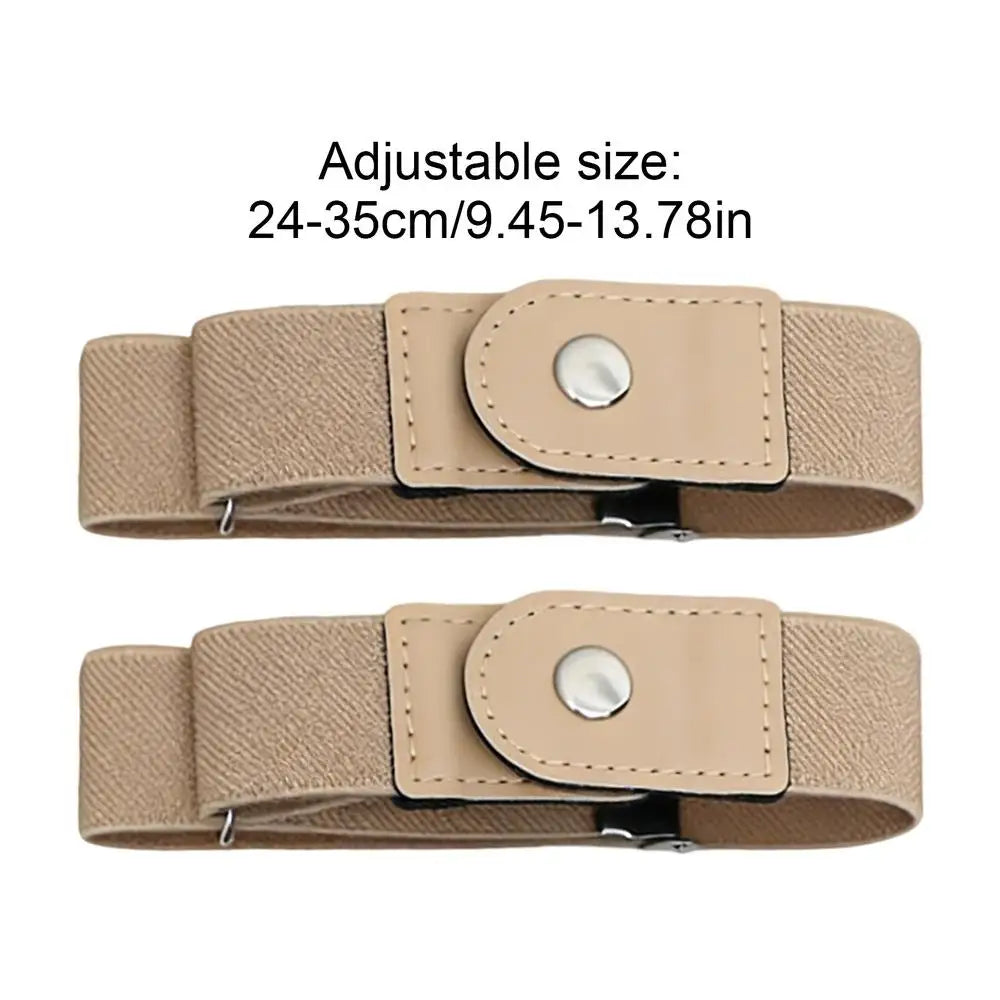 No-Buckle Elastic Belt 2-Pack – Invisible Fit for Women & Men Elastic Waist Belt Axl cream colored