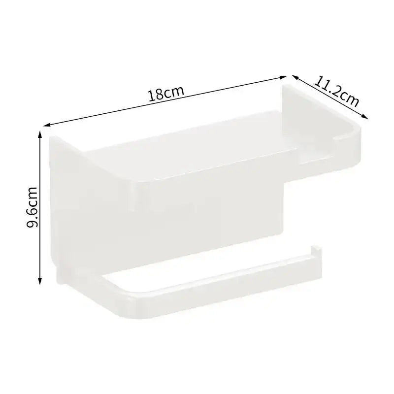 Wall Toilet Paper Holder with Phone & Storage Shelf Bathroom Storage Rack Axl White