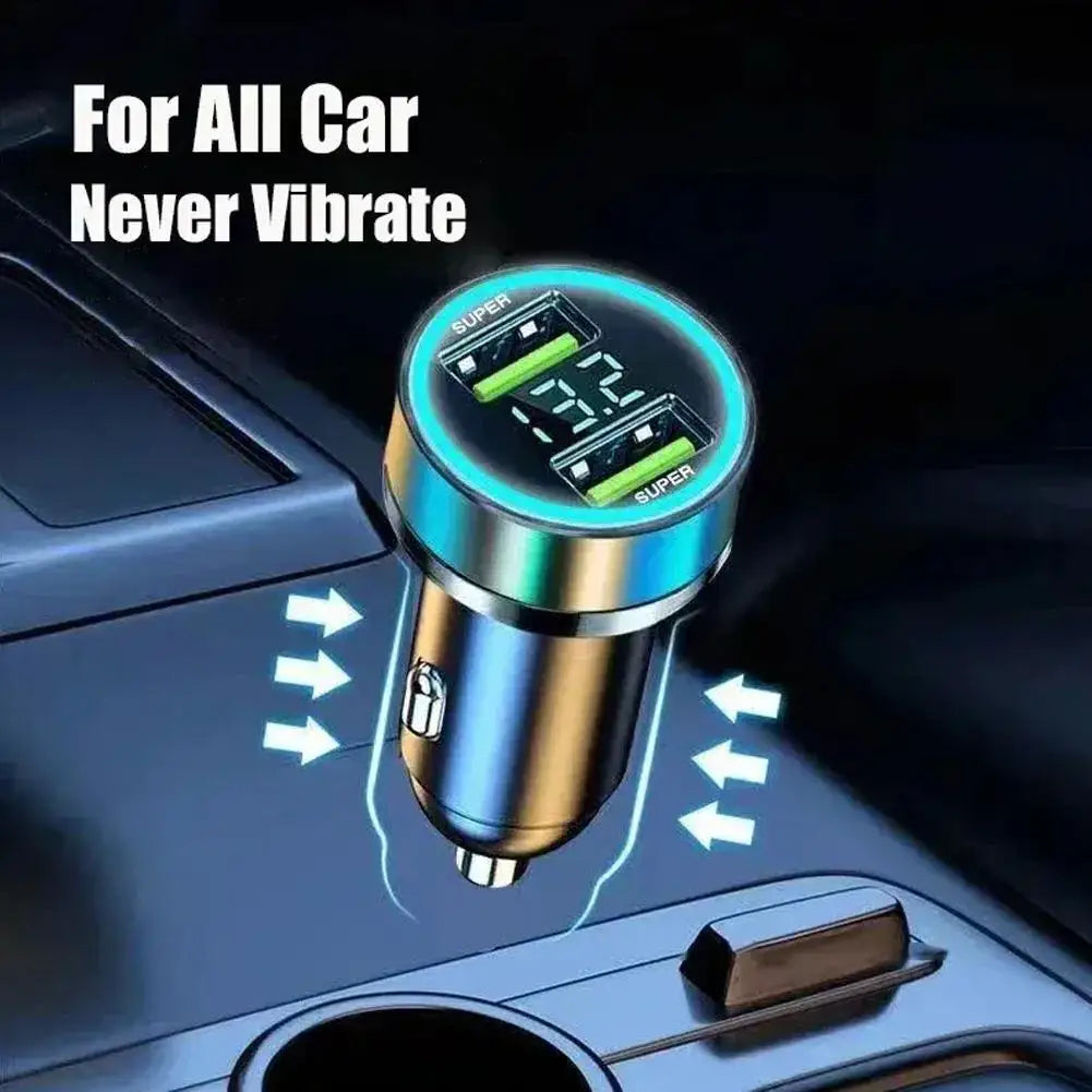 120W Car Charger LED Display | USB-A & PD Type-C Dual Port Car Charger Adapter Axl